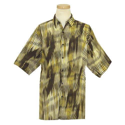 Bassiri Yellow/ Olive / Black Lurex Casual Shirt 49261